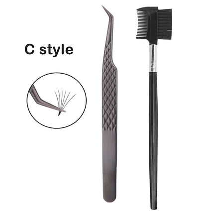 Diamond Grip Eyelash Extensions Tweezer Lash Precision Tweezers Steel Dolphin-shaped Tip, False Lashes Application Tools, Black