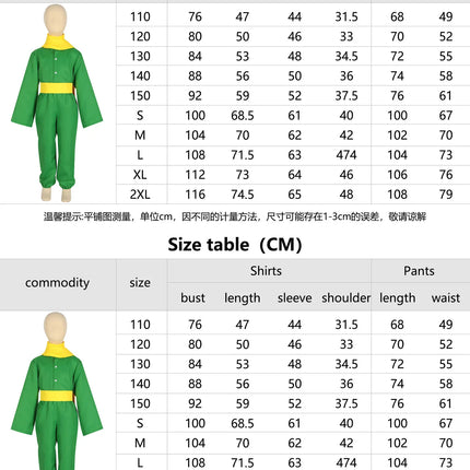 Anime Little Small Prince Cosplay Costume Green Top Pants Yellow Scarf Belt Suits Little Prince Uniform Outfits Wig Halloween