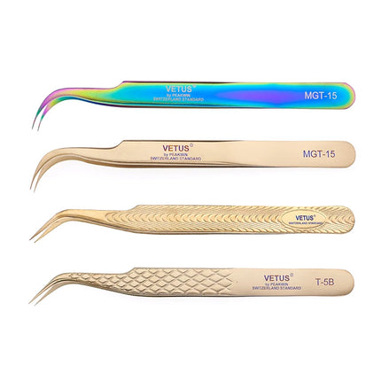 VETUS Original New MGT Series Eyelash Tweezers Anti-slip Handle Fish Scale Texture Precision Super Fine Fiber Tip Tweezers