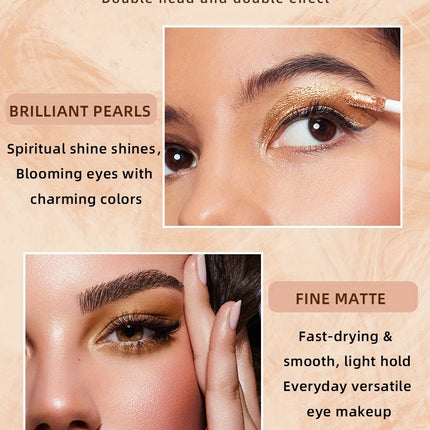 6pcs Liquid Eyeshadow Set,Pearly Glitter Matte Double Ended Eyeshadow,Pearly And Matte Finish,Smooth Delicate Texture Eyeshadow