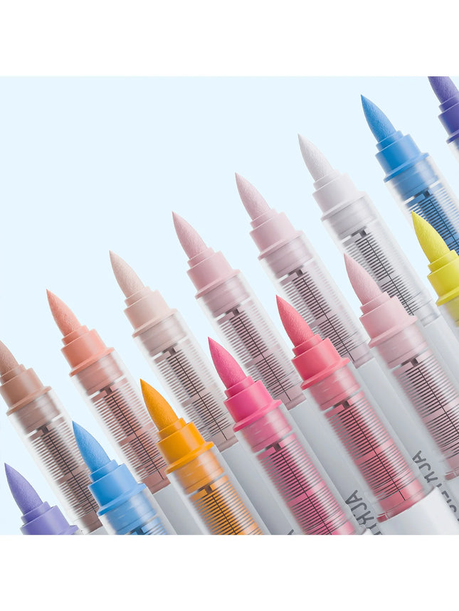 Languo 9pcs/box Soft Brush Acrylic Marker Pen Set, DIY Hand Drawn, Paint Art Markers Pens, Student Graffiti Acrylic Paint Pens, M720