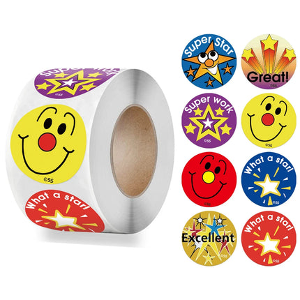 100-500pcs Cute Reward Stickers Roll with Word Motivational Stickers for School Teacher Kids Student Stationery Stickers Kids