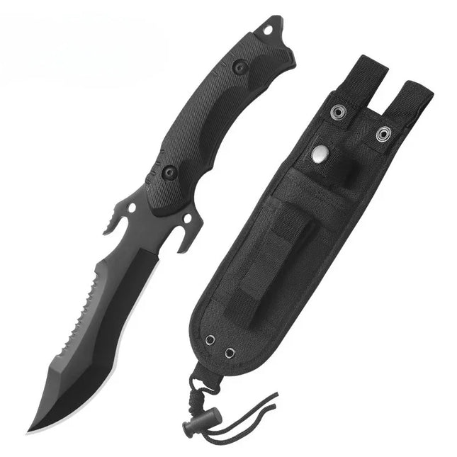 Handmade Damascus Steel Straight Knife, Multifunctional Outdoor Companion Knife