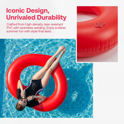 1PC Heart Shaped Inflatable Swim Ring, Float Water for Pool and Beach, Unique Summer Design Material Fun Outdoor