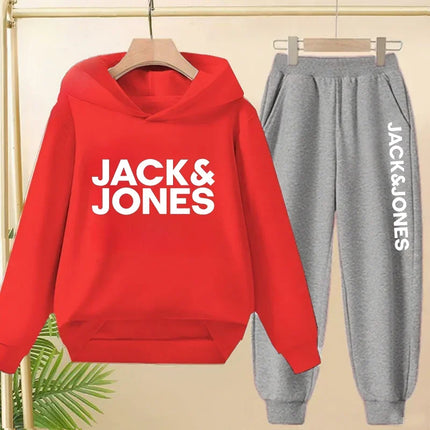 2025 Spring Autumn Outfits Kids Leisure Letter Print 2pcs Hoodie+Pants Tracksuits 3-13 Years Boys Girls Children Clothes