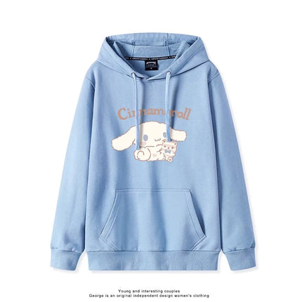 Haze Blue Cute Girl Sweet Heart Cute Girl Holding Toy Rabbit Dog Hooded College Wind Jk Tide Sweater Simple College Style Wear