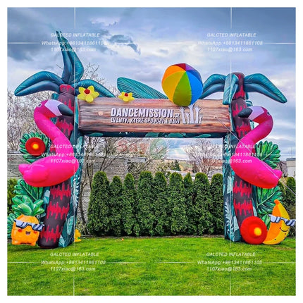Inflatable Flamingo Party Arch With Blower Giant Outdoor Advertising Event Display For Promotion And Brand Awareness