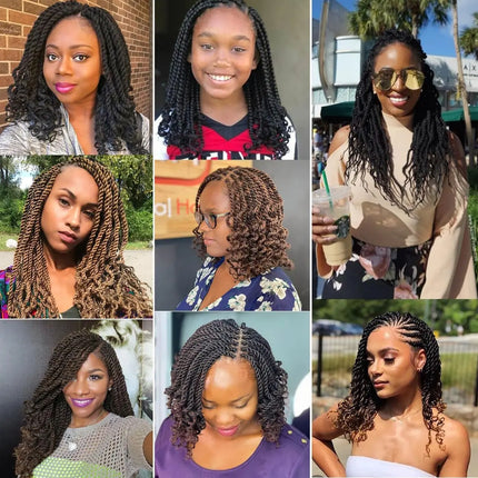 1/3/8 Packs 15-120 Strands Senegalese Twist Crochet Hair Kinky Twist Crochet Braiding Hair with Curly Ends Rope Twist Synthetic