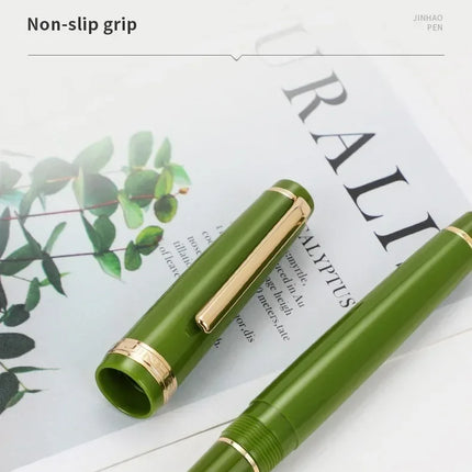 JINHAO 82 Fountain Pen Gold Trim Acrylic Barrel Silver Clip for Writing Calligraphy Signature School Office Supplies Stationery