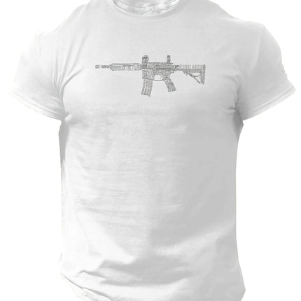 Men's Tactical Gun Print Short-Sleeve T-shirt - Casual Polyester Round Neck Machine Washable for Summer Outing Men's Clothing