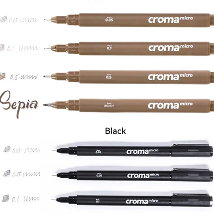 Micron Liner Fineliner Pen 0.05 0.03 0.1 0.5 Brush Tip Black Brown Fineliner Sketching Manga Drawing Pen Color Sketch Stationery