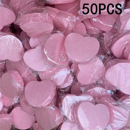 10/20/50PCS Pink Heart Shape Facial Sponges Pad Compressed Natural Reusable Facial Cleansing Pads Exfoliating For Cleansing