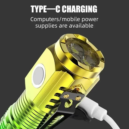 Powerful 3LED Super Bright Flashlight Portable Mini Burst Flash Torch Rechargeable Emergency Spotlight with Pen Clip Flashlight