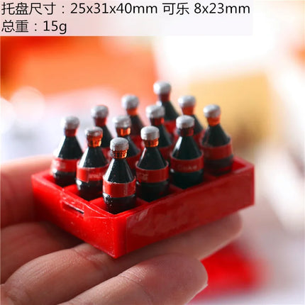 13Pcs/Set Dollhouse Miniature Cola Basket Tray Model Kits Mini Coke Bottles Drinks Kitchen Food Play Scene Decoration Accessorie