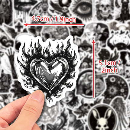 10/25/50pcs Black White Punk Horror Stickers for DIY Phone Laptop Car Skateboard Guitar Suitcase Motorcycle Helmet Decal