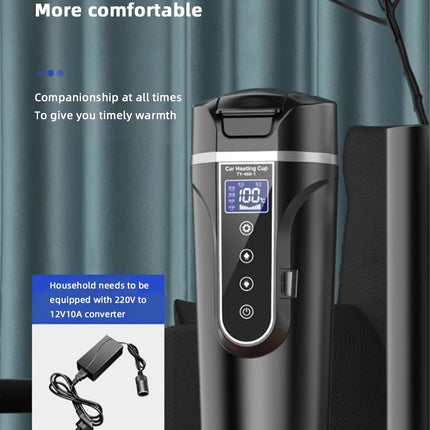 Electric kettle 12v/24v smart car heating cup touch screen thermos cup 450 ml car heating cup adjustable temperature