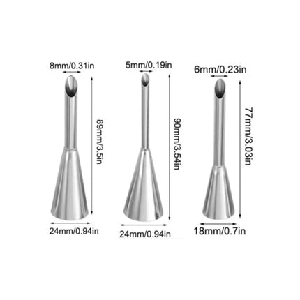 4Pcs Puff Pastry Piping Nozzle Set, Stainless Steel Decorating Tips for Cake Cupcake Cookie Cream Icing, Baking Tools for  Baker