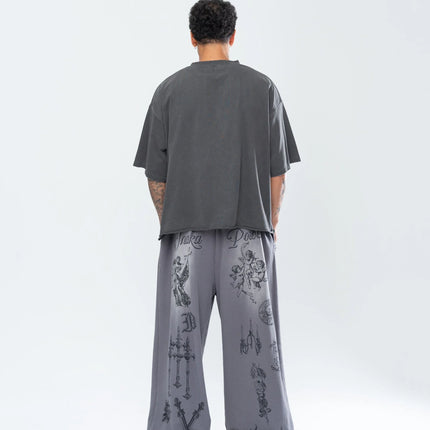 2026 Summer Inaka Power New Men's and Women's CRUCIFIX Running Oversized Casual Street Y2K Casual Grey Sports Pants