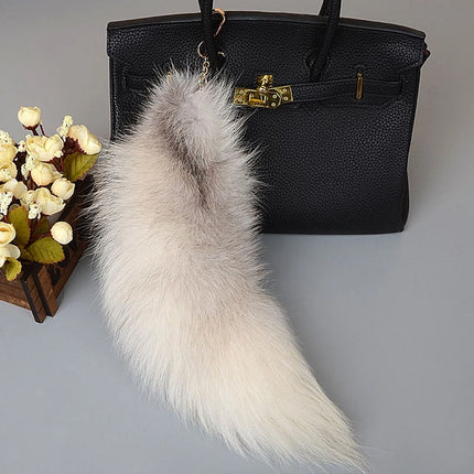 40cm Large Fox Tail Keychain Soft Fluffy Fur Pom Pom Key Chain for Women Handbag Pendant Fashion Plush Animal Tail Keyring