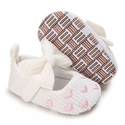 Spring and Autumn Embroidered Peach Heart Step Bow-knot Baby Shoes 0-1 Year Old Hand held Male and Female Baby Soft Bottom
