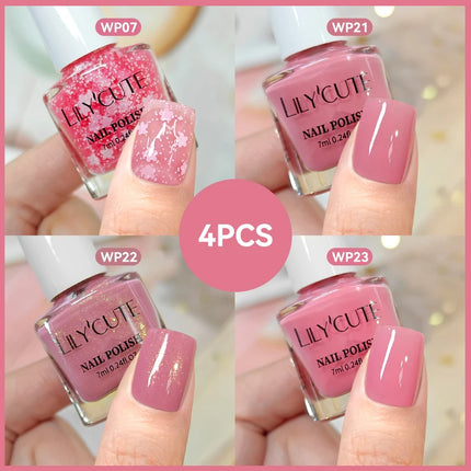 LILYCUTE 7ml 4/6/8/12Pcs Water-Based Nail Polish Set Quick Drying No Lamp Needed Glitter Nail Art Varnish For Nails Manicure