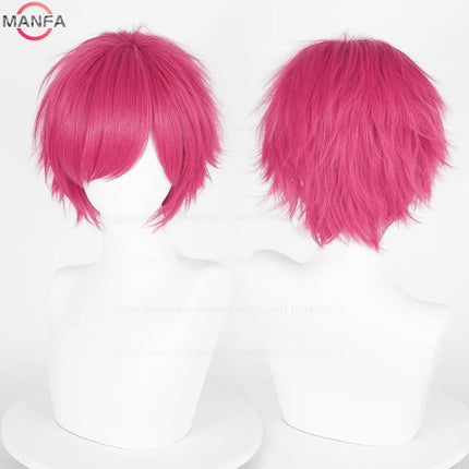 Anime 30cm Short Straight Cosplay Wig Black White Green Brown Purple Blue Gray Red Gold Man Women Heat Resistant Synthetic Hair