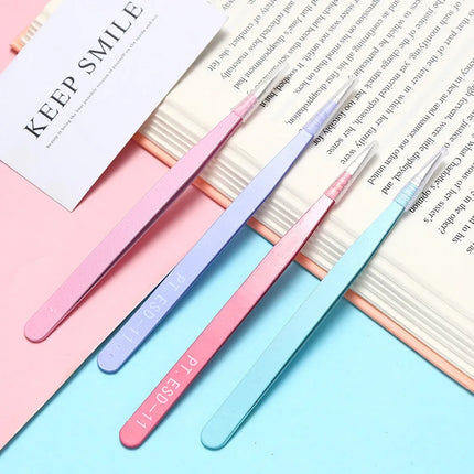 New 1Set Stainless Steel Straight Curved Tweezers For Nail Art Sticker Rhinestones Picking Tool Makeup Eyelash DIY Tweezer Tool