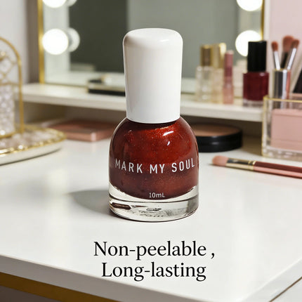 S166 Rust Berry 10ml No-Bake Cat Eye Nail Polish. Crystal Berry color series base with berry red fragments. Quick-drying