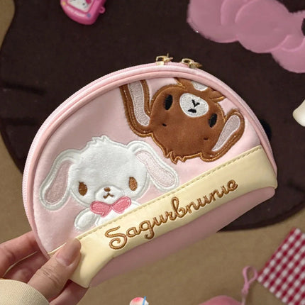 Japanese Style Sanrio Sugarbunnies Shell Shape Storage Bag Handheld Mini Makeup Bag Cute Zipper Coin Purse Girls Handbag Gift