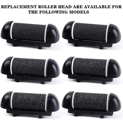 Black Foot Care Tool Heads, Hard Skin Remover, Refill Rollers for Cracked Heels Calluses and Dead Skin Removal, 6 Pcs