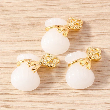 Tusember 10pcs Traditional Chinese Good Fortune Lucky Jade Charms Pendants for Jewelry Making Earrings Necklace Bracelet DIY