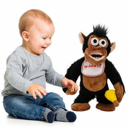 Crying Gorilla Electric Moving Monkey Eating Banana Collection Magnetic Monkey Appease Soft Guarding Food Car Home Gift