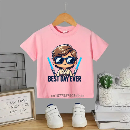 2026 Lowest Discount Pure Cotton Star Wars Short Sleeve for Boys and Girls Aged 3-14 Crewneck Printed Comfortable Luxury Style