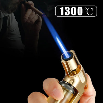 JOBON Inflatable Blue Flame Lighter Transparent Visual Large Capacity Gas Compartment Fixed Flame Lock Design Windproof