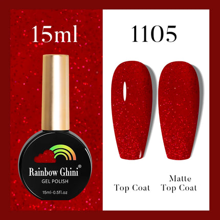 Rainbow Ghini 37Color Base Coat TPO/HEMA Free 15ml Fine Glitter Gel Polish For Manicure Nails Semipermanent Art Nail Supplies