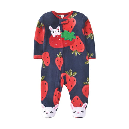 Newborn Baby Rompers Autumn Winter Zipper Fleece Sleepsuit Clothes Cute Fox Animal Footed Warm Baby Pajamas Babe Jumpsuit 0-12M