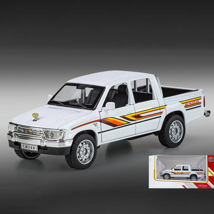 1:32 Toyota Hilux Off Road Pickup Truck Alloy Diecast Metal Model Hight Simulation Sound Light Toy Desktop Ornaments Boys Gifts