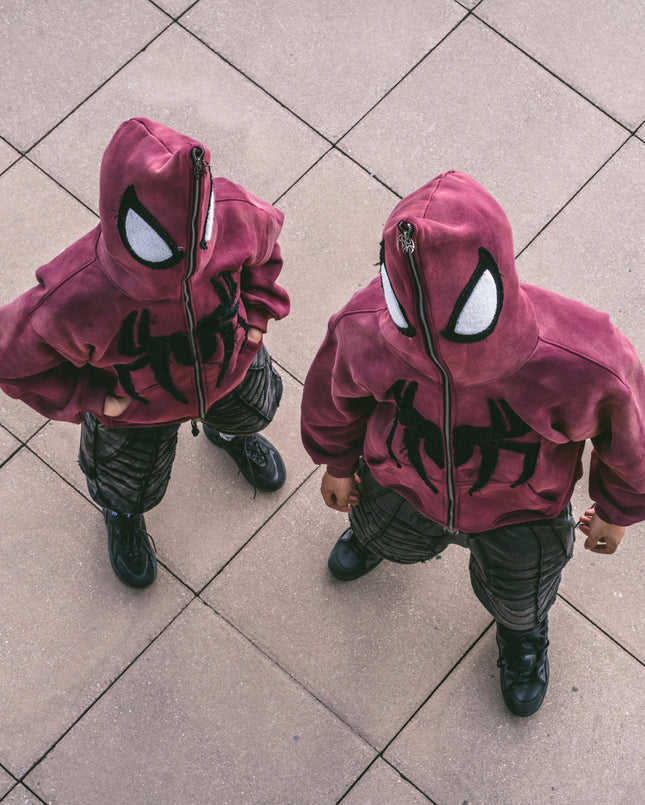 Y2k clothing zipper warm Harajuku punk grunge Women Spider web Red hoodie sweatshirt Hip hop sweatshirt Hoodie interesting 2023