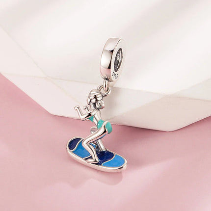 Blue Series 925 Sterling Silver Owl Butterfly Pirate Ship Car Beetle Clogs Charm Fit DIY Bracelet Necklace Fun Matching Gifts