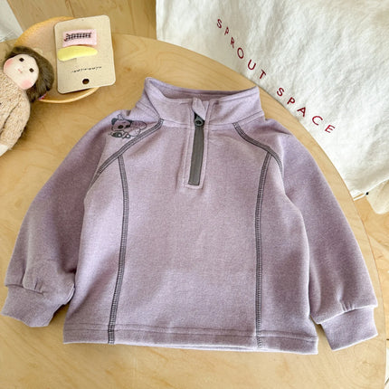 Half High Collar Base Shirt for Autumn and Winter, New Style for Children's Thick Girls' Clothing with Fleece Hoodie