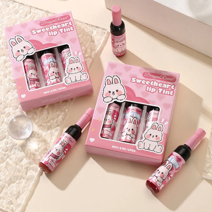 Wine Bottle Shaped Lip Gloss Set Long Lasting Moisturizing Non Transfer Liquid Lipstick With Cute Cartoon Design
