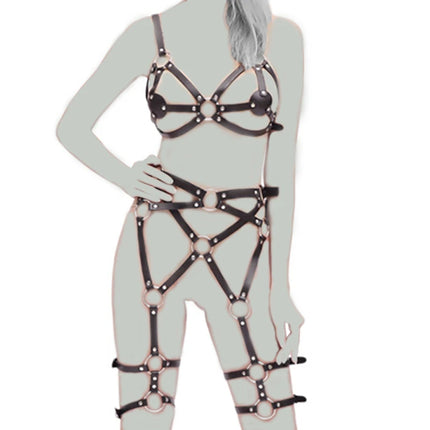 Thierry adult games PU leather Body Harness Underwear Garter Belts Sexy Women Waist To Leg Bondage Cage Straps Garter Body Belts