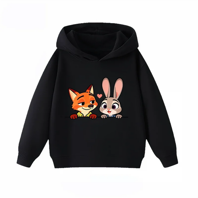 Potdemiel Zootopia Judy and Nick Children's Hoodies, Boys' and Girls' Autumn and Winter Warm Children's Hooded Sweatshirts