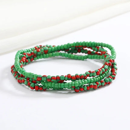 Women New Simple Fashion Hand Beaded Chain Glass Beaded Body Chain All-match Color Elastic Waist Chain BD7052