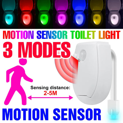 RGB LED Toilet Bowl Lamp PIR Smart Motion Sensor Night Lights AAA Battery Powered For Washroom Bathroom WC Toilet Seat Backlight