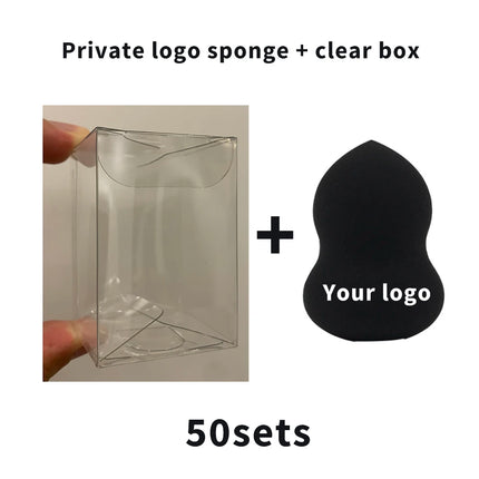 Custom Your Logo Cosmetics Beauty Sponge Latex Free and Vegan Makeup Black Sponge Set  Powder Cream Liquid Application with Box
