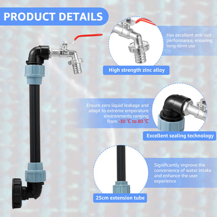 IBC Gooseneck 3/4 Inch Outlet Tap IBC Tank Gooseneck 3/4 Inch Tap Stopcock IBC Adapter Rain Barrel Outlet Tap IBC Accessories