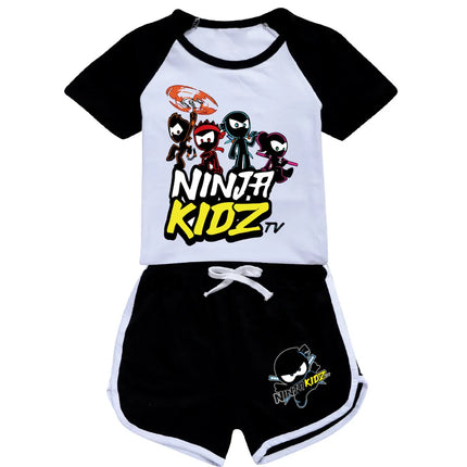 Ninja Kidz Kids Clothes Cotton Sport Tracksuits T-shirts Sweatshirt Suit Cartoon Pattern Set Teenager Baby Boys Girls Clothing