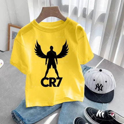 New Summer CR7 Print Cotton Boys Girls T-shirt Cristiano Ronaldo Clothing Fashion Outdoor Casual Fashion Sports Tees Top T-shirt