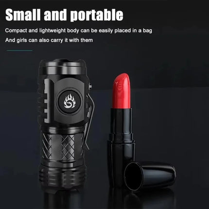 Mini Portable High Brightness 3 LED Flashlight Rechargeable Power Display Multifunctional Mini Outdoor Light Use Fishing Camping
